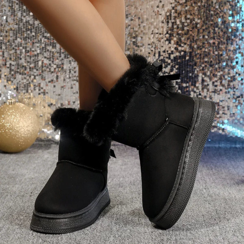 Bohemian fur-lined ankle boots brown