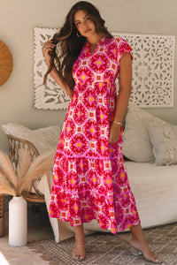 Bohemian geometric print flowy dress