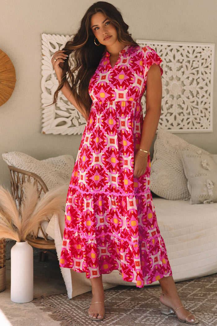 Bohemian geometric print flowy dress