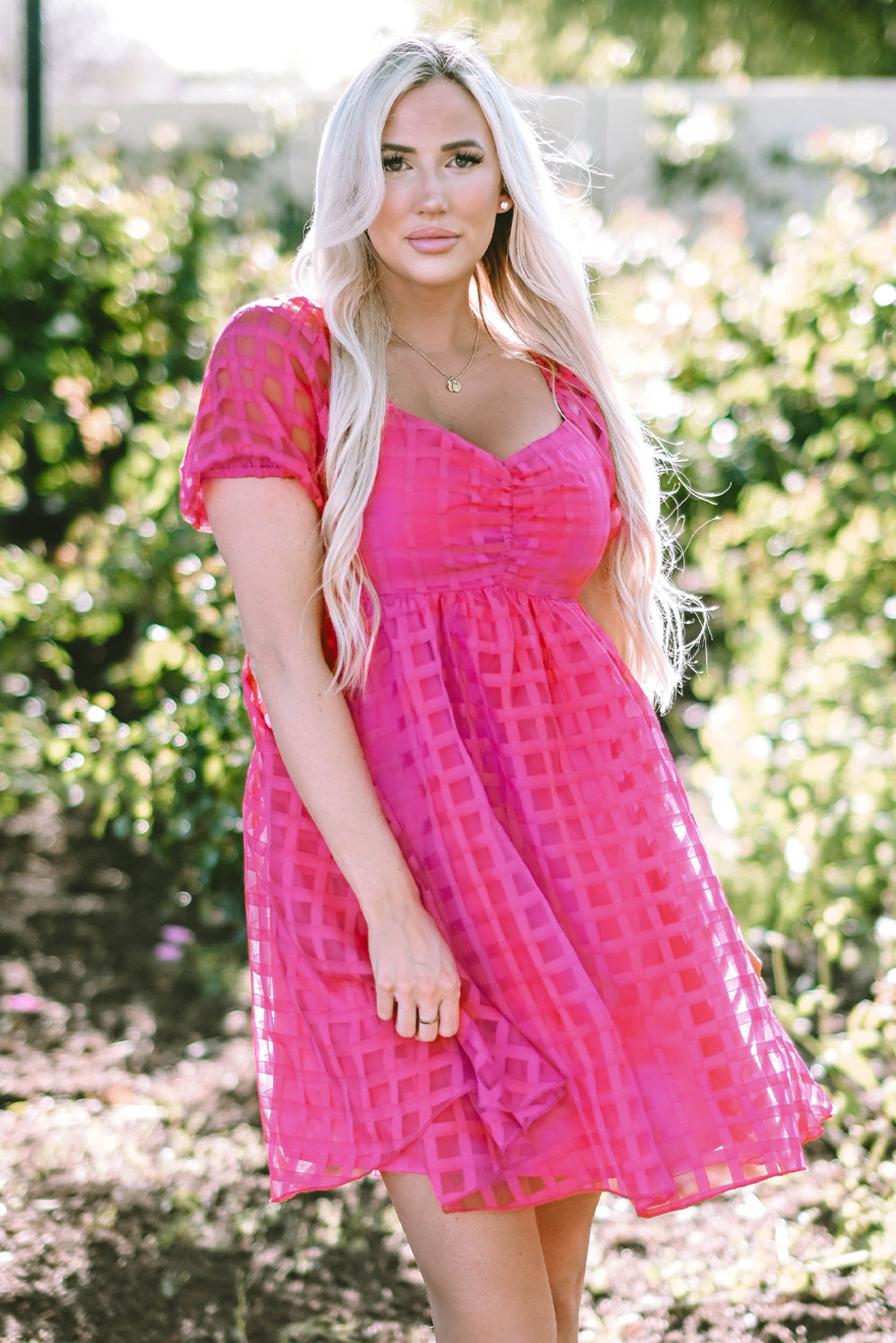 Bohemian Gingham Summer Mini Dress