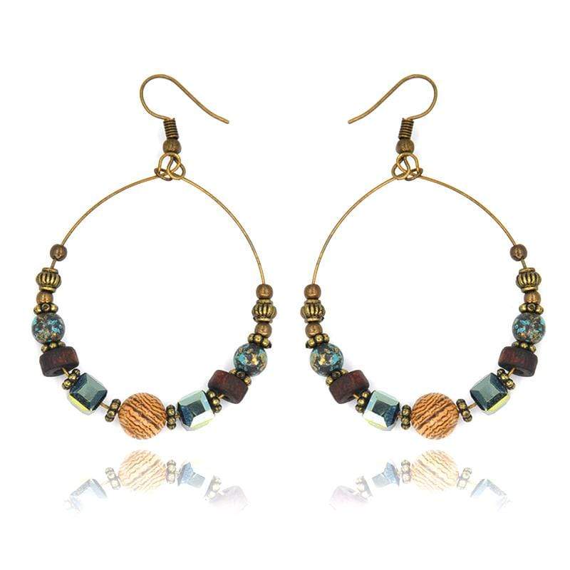 Bohemian gold hoop earrings set