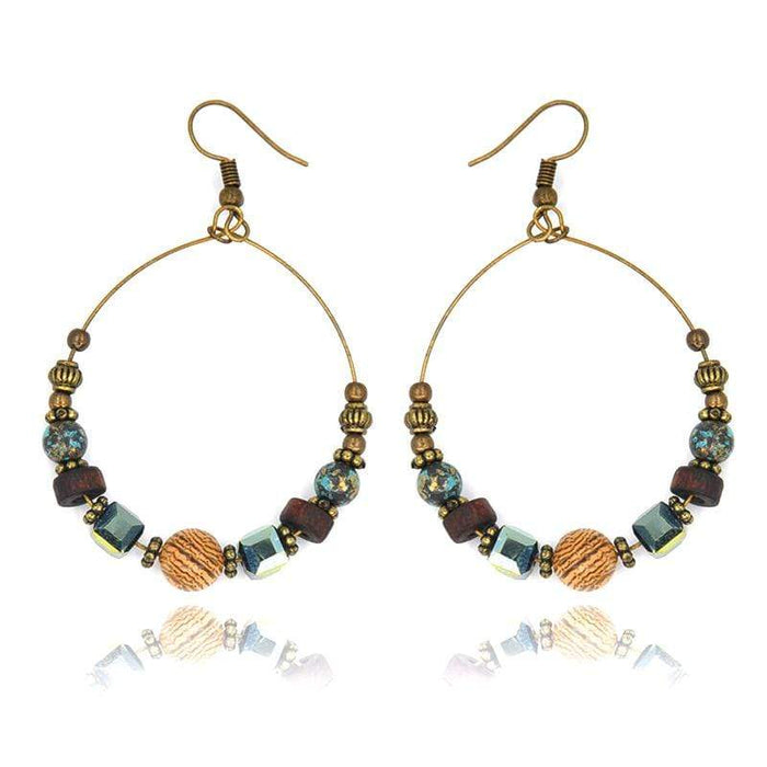 Bohemian gold hoop earrings set