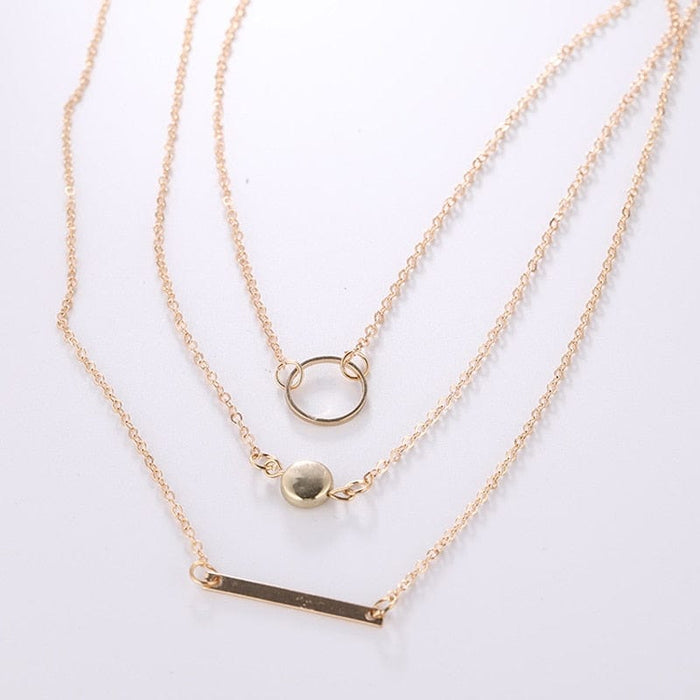 Bohemian gold multi-strand pendant necklace