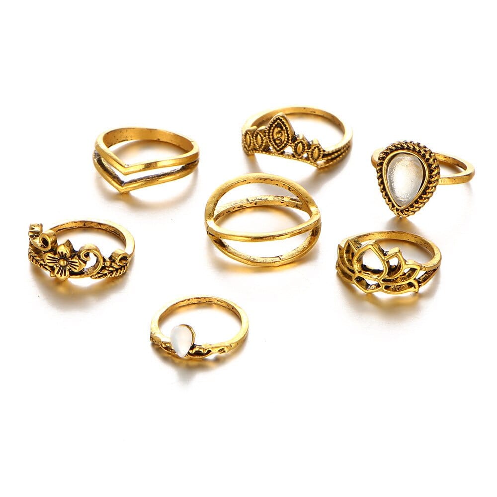 Bohemian gold stackable finger rings