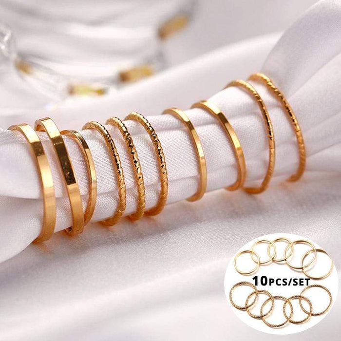 Bohemian gold stacking rings set