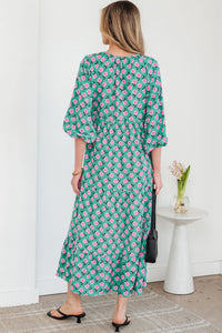 Bohemian green flowy summer dress