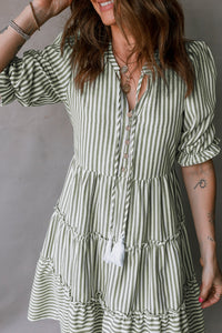 Bohemian Green Mini Dress Back