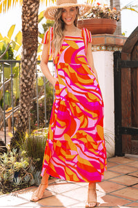 Bohemian knotted shoulder long dress