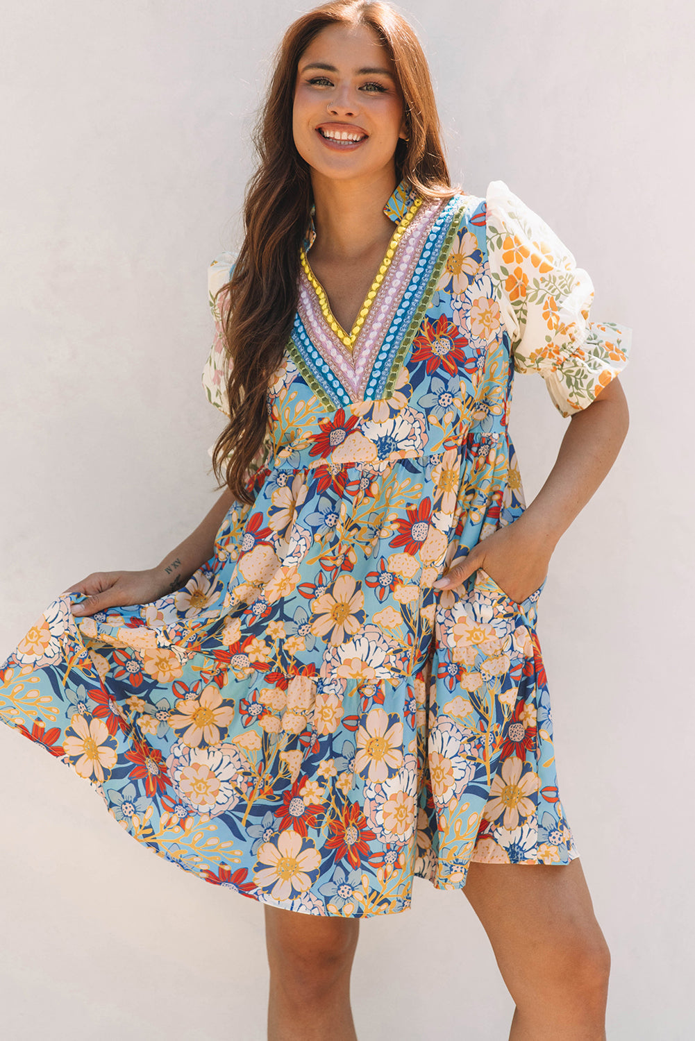 Bohemian Lace Summer Mini Dress