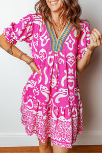 Bohemian Lace Trim Mini Dress