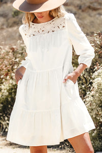 Bohemian layered cotton mini dress