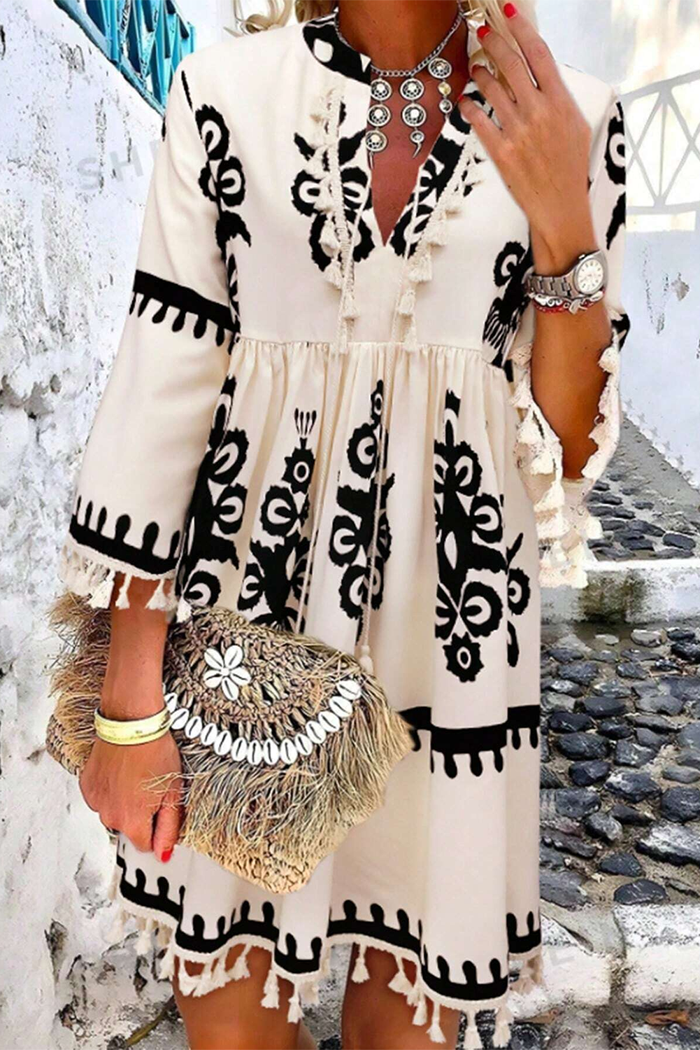 Bohemian Layered Fringe Dress Look