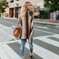 Bohemian layered fringe sweater styling