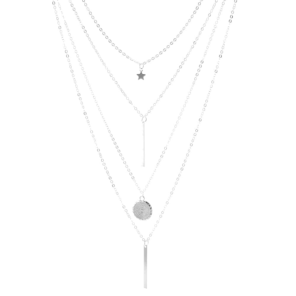 Bohemian layered gold pendant necklace