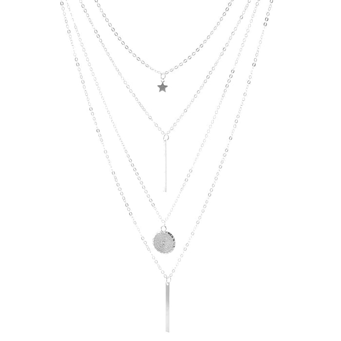 Bohemian layered gold pendant necklace