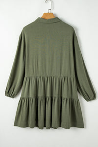 Bohemian layered mini dress close-up