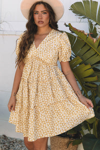 Bohemian layered ruffle dress closeup