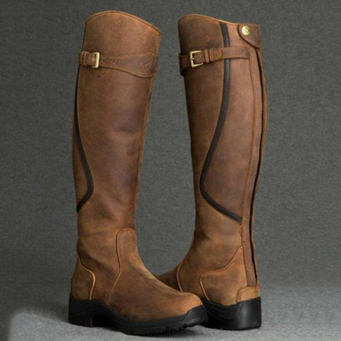 Bohemian leather tall boots brown