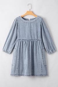 Bohemian Light Blue Mini Dress