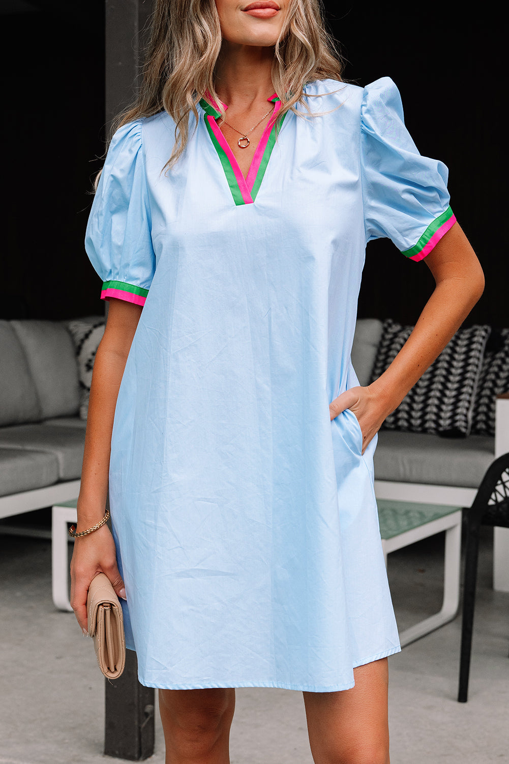 Bohemian Lightweight Puff Sleeve Dress