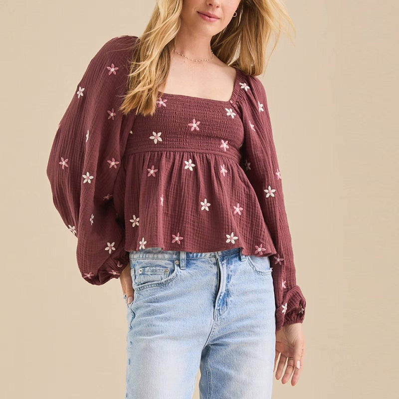 Bohemian linen blouse relaxed fit