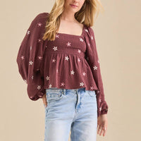 Bohemian linen blouse relaxed fit