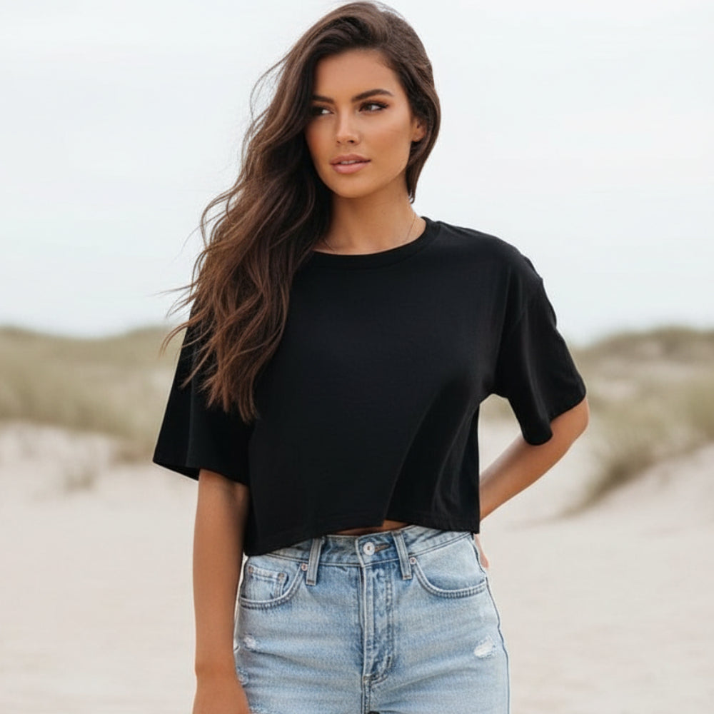 Bohemian linen cropped summer blouse