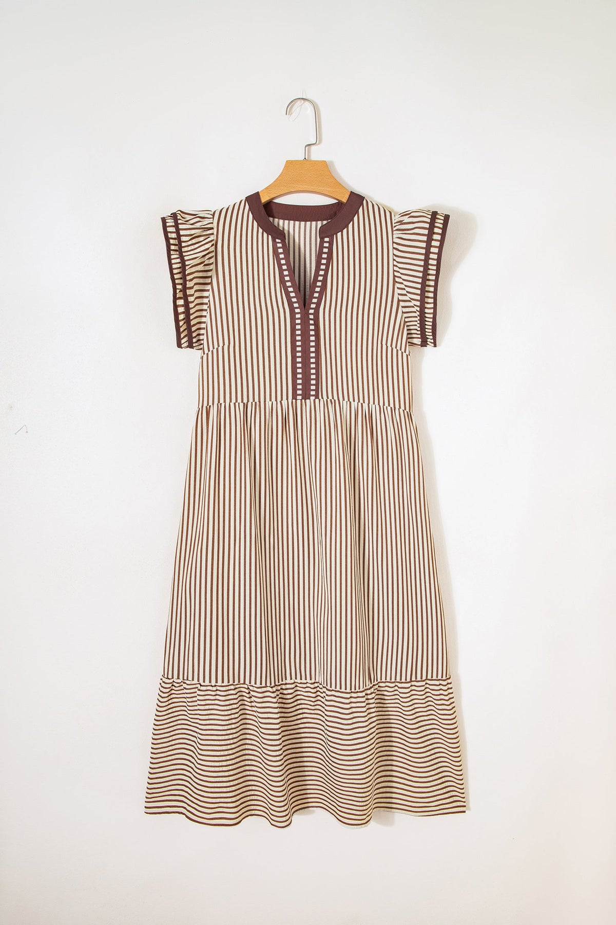Bohemian Linen Midi Dress Beige