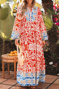 Bohemian long dress earth tones