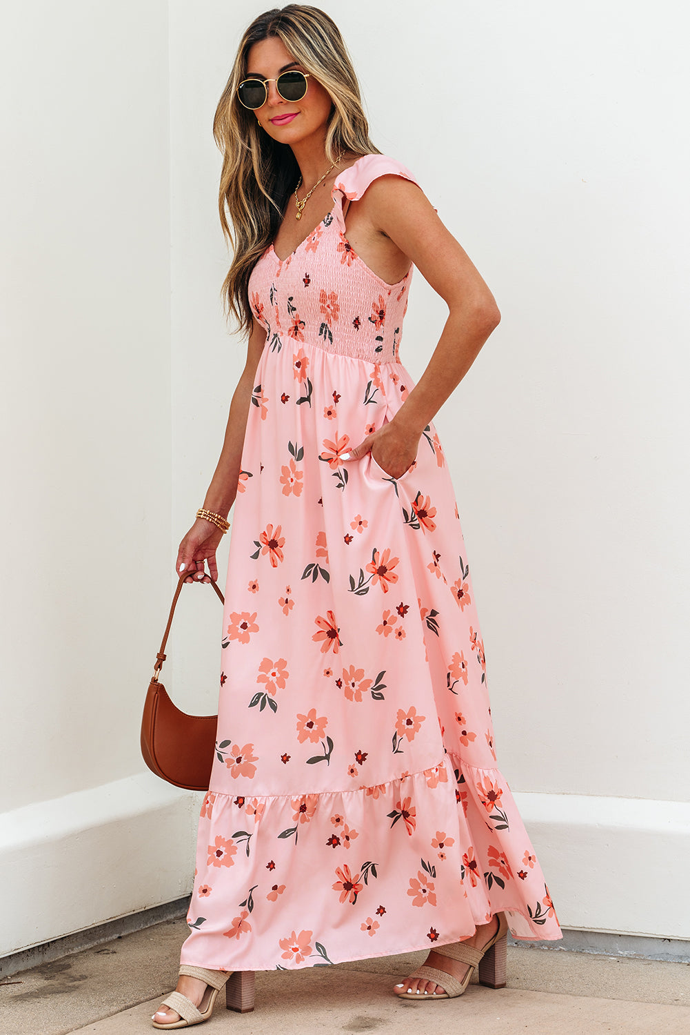 Bohemian Long Dress Ruffle Hem