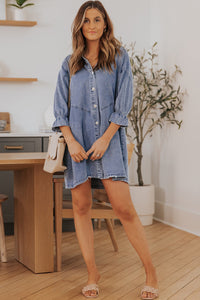 Bohemian Loose Fit Blue Dress