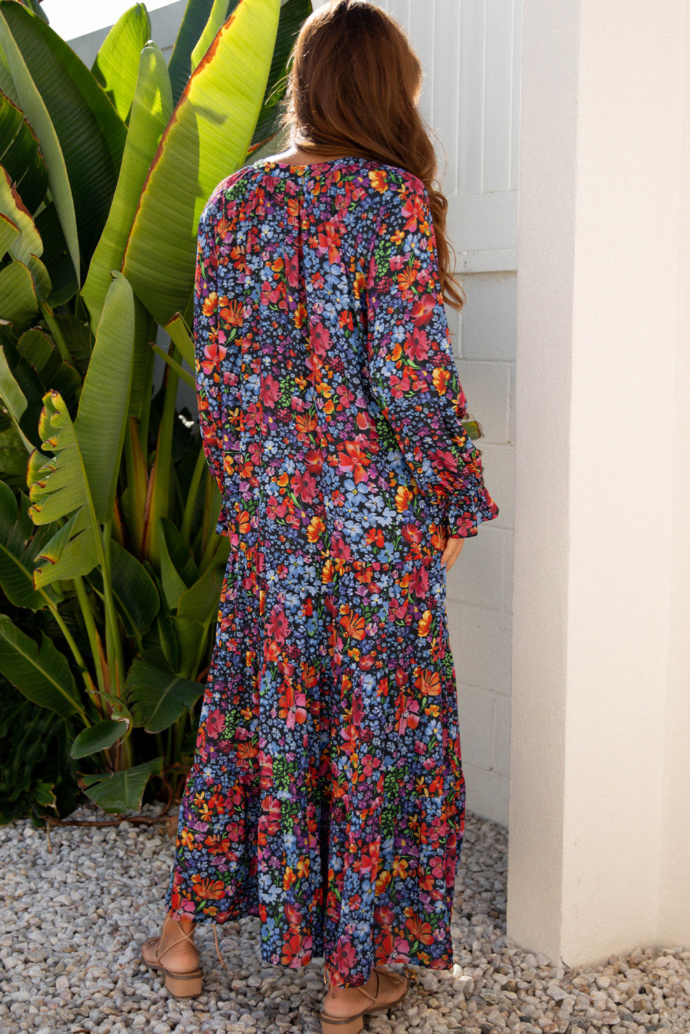 Bohemian maxi dress floral print