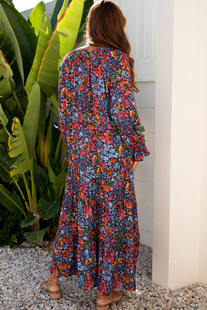 Bohemian maxi dress floral print