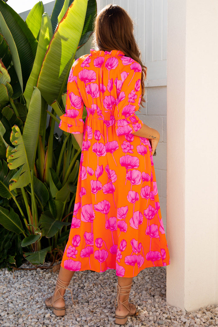 Bohemian maxi dress flowy fit