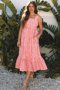 Bohemian Midi Dress Lace Trim