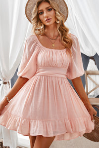 Bohemian Midi Dress Square Neckline