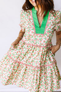 Bohemian mini dress floral detail