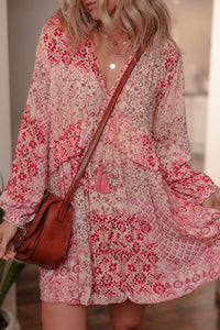 Bohemian Mini Dress Lace Trim