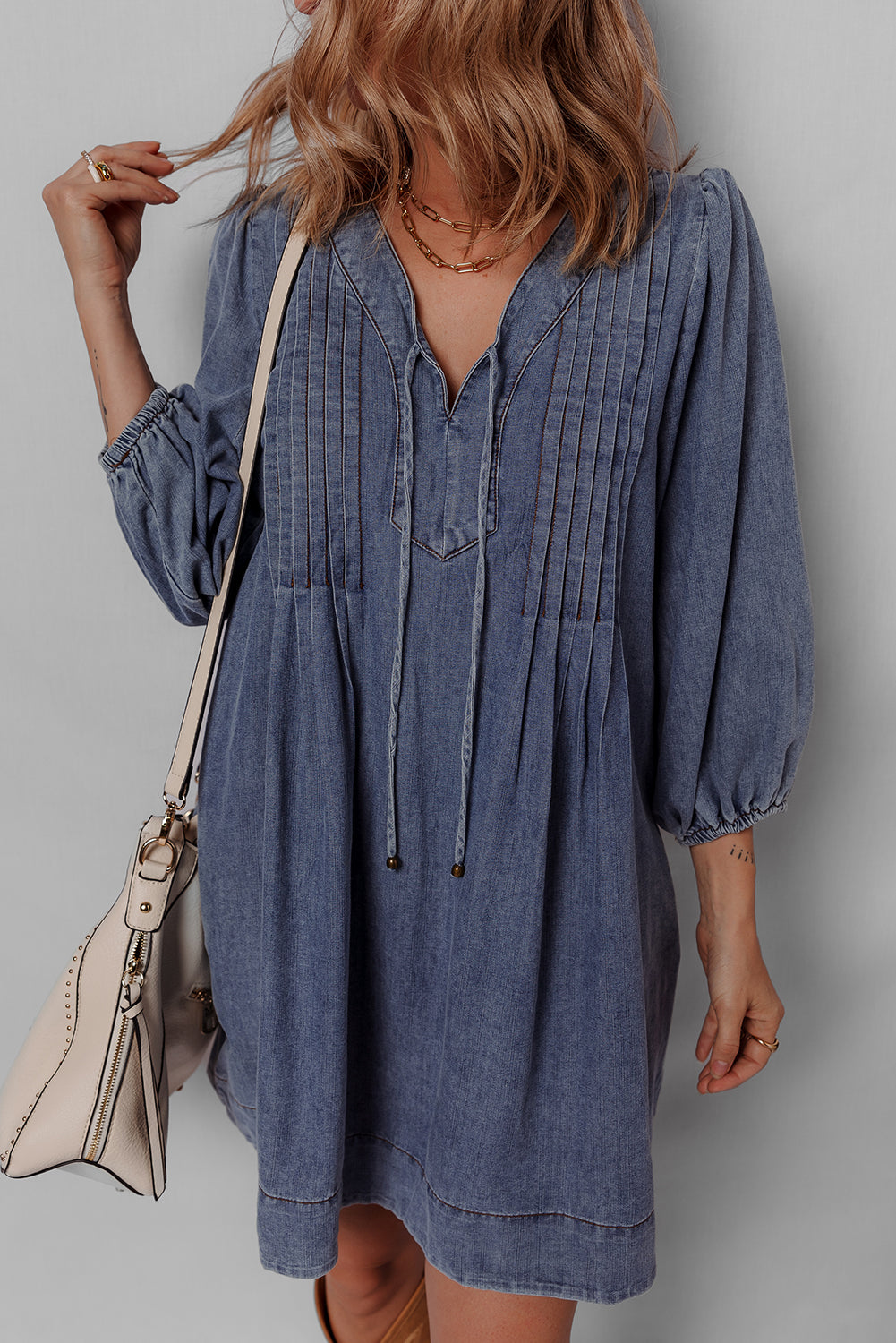 Bohemian mini dress sleeve detail