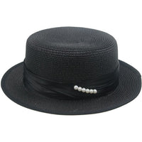 Bohemian natural straw flat-brim boater