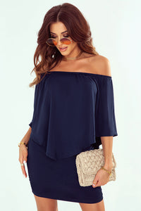 Bohemian Navy Flowy Mini Dress