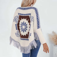 Bohemian oversized knit poncho wrap