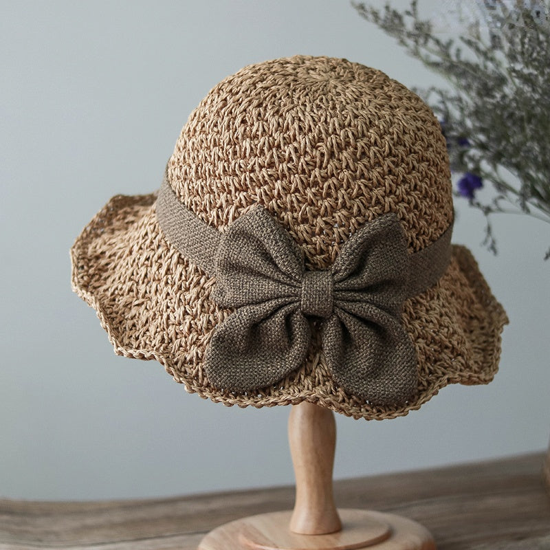 Bohemian packable straw bucket hat