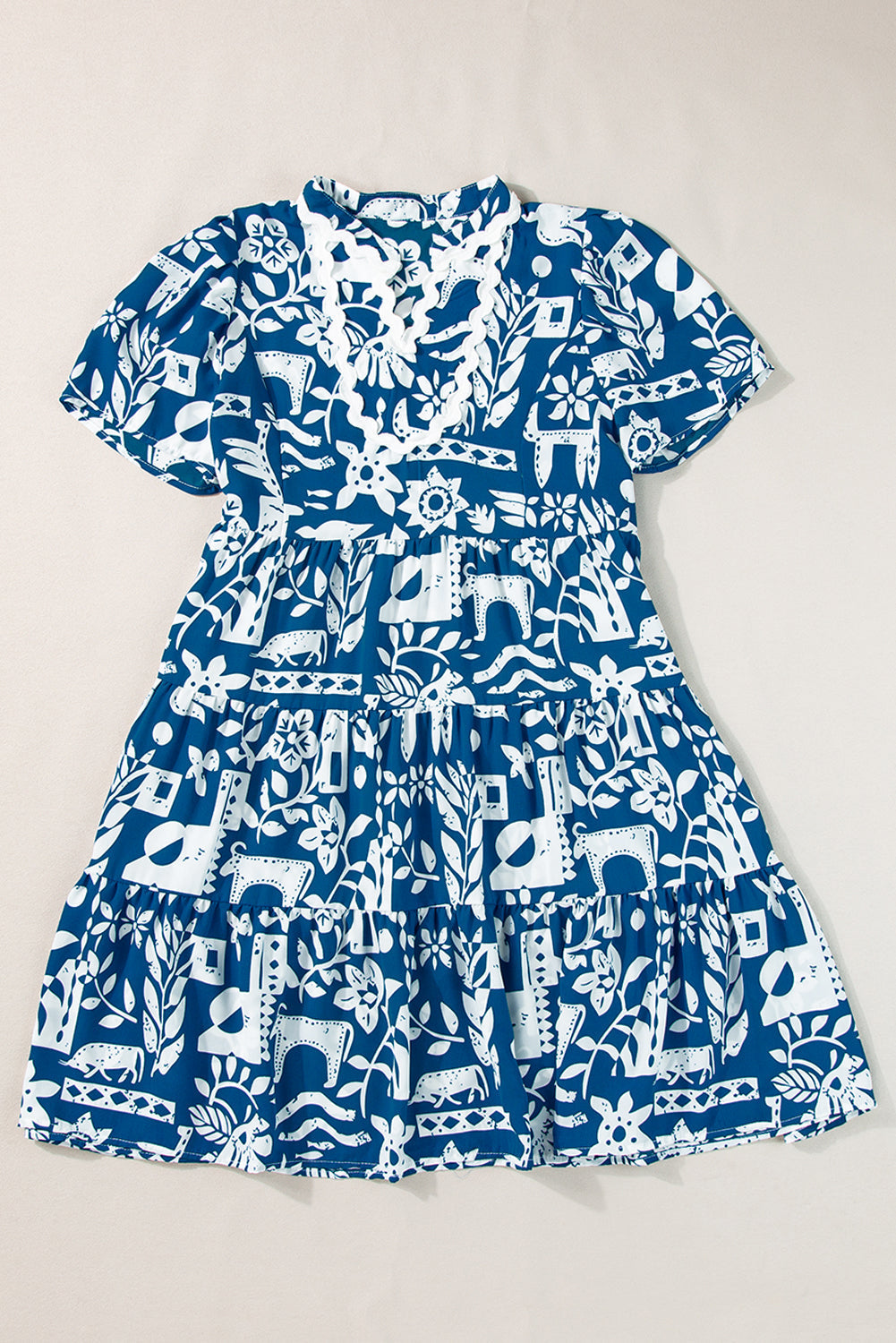 Bohemian Patchwork Ricrac Detail Dress