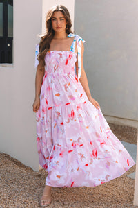 Bohemian Pink Floral Summer Dress