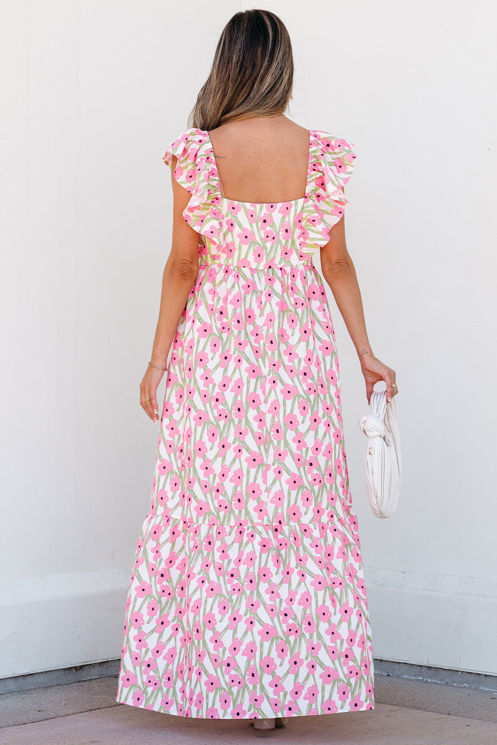 Bohemian pink flowy summer dress