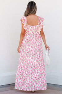 Bohemian pink flowy summer dress