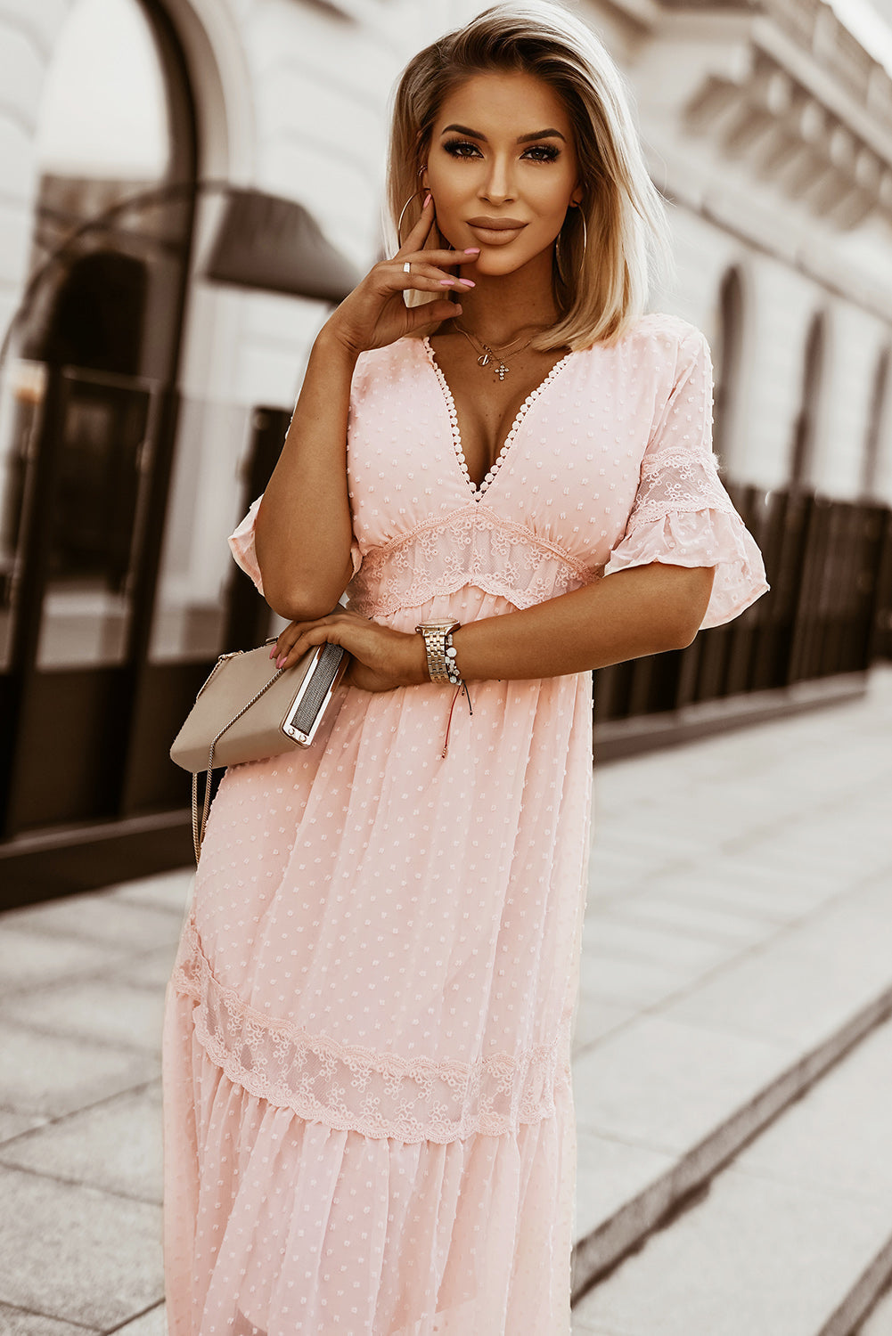 Bohemian Pink Flowy Summer Dress