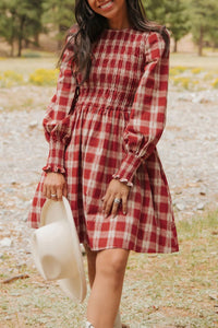 Bohemian Plaid Dress Back View