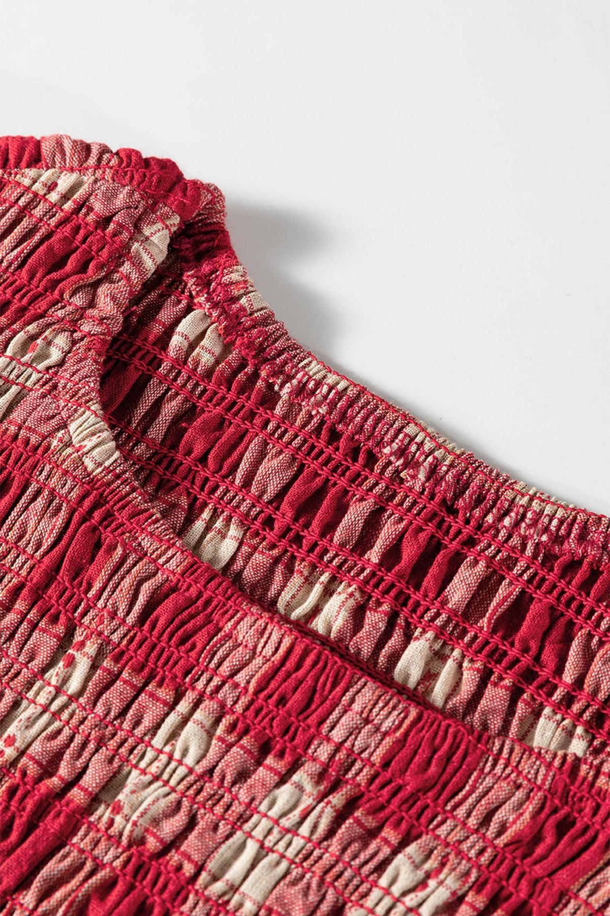 Bohemian Plaid Dress Natural Fabric